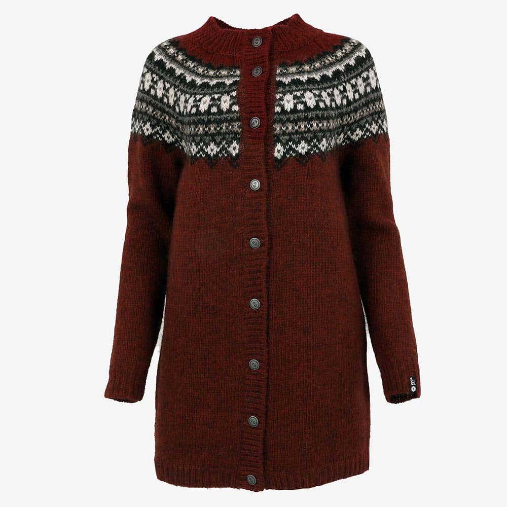  Fróðný isländischer langer Wollpullover 